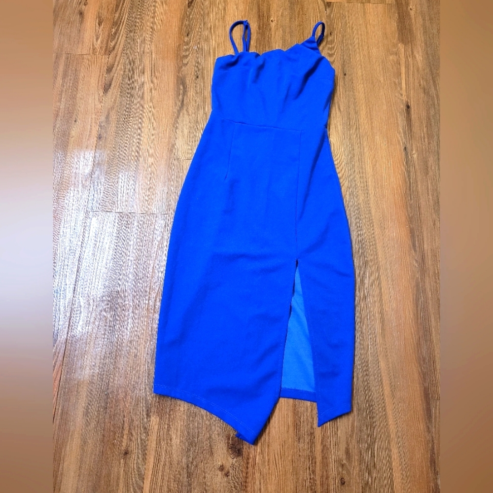 Lulu's Blue Asymmetrical Sheath Cocktail Dress